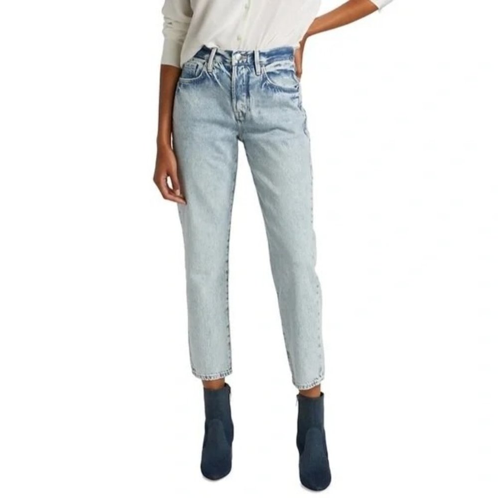 🆕 FRAME Le Original High Rise Straight Leg Button Fly Jeans Richlake Blue Sz 24 - Picture 2 of 15